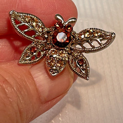 Hair Clip Bronze Swarovski Crystals Silver Bee Barrettes Bridal Statement NEW