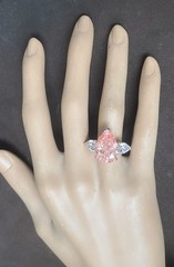 14k Rose Gold Engagement Ring 10.77ct Lab Grown Pink Diamond Pear Shape IGI