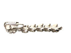Mid Century Weiss Silver 2.25″ Dangle Drop Rhinestone Clip on Earrings