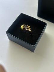 Vintage Purple Cubic Zirconia Ring Gold Plated Womens Size 10
