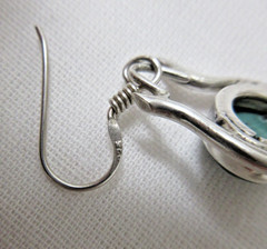 Vintage Sterling Silver Malachite Dangle Pierced Earrings