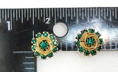 Vintage Judy Lee Jewels Green Gold Earrings & Matching Brooch On Original Tag