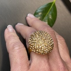 Vintage Cocktail Ring Estate Jewelry Pre-owned Champagne Crystal Dome Any Size