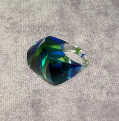 Mod Lucite Dome Ring Vintage 60s Green Yellow Blue Square Pop Art MCM Size 5.5