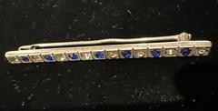 Vintage Art Deco Sterling Silver Top Rhinestone Bar Brooch beautiful!!!