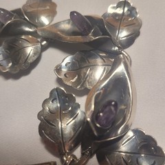 vintage PAR Taxco sterling silver (925) jewelry set with amethyst teardrops.