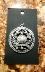 Vintage Pendant “Cancer the Crab” silver plated/ toned, 1.5″x1.5″, Astrological