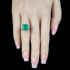 Aer Deco Antique Vintage 4.50Ct Natural Emerald Wedding Ring 925 Sterling Silver