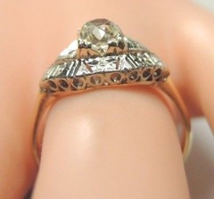 Antique Art Deco Diamond Engagement 14K Ring Size 7 UK-N1/2 EGL USA Fine