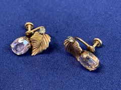 Vtg Van Dell Gold Filled Screw Back Earrings Jewelry Amethyst Color *READ*