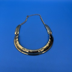 Vintage P&Y Brushed Gold‑Tone U‑Shaped Choker Necklace • Chic Retro Modernist