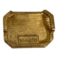Vintage 1981 Avon Amber Accent Motif Slide Pendent Emerald Cut Crystal Gold Tone