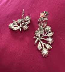 VINTAGE 3 PIECE SET! Smokey Gray Rhinestone Choker, Bracelet, Earrings (clip on)