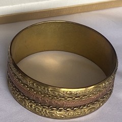 Vintage Brass and Copper Metal Woven Cuff Bracelet Boho Gypsy Style