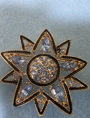 2 Pc Set 10 Point Star Vintage Rhinestone Brooch And Matching Clip Earrings