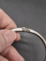 VTG Nadri Channel Set CZ Hinged Bangle Bracelet Silver Tone Vintage