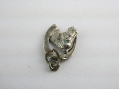 Vintage Unmarked Sterling Silver Horse Horseshoe Lucky Charm Pendant 1.2g .75 In