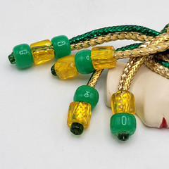 Lady Face Hand Painted Resin Braided Bead Long Hair Art Deco Revival Brooch Pin
