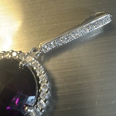 NWOT Pendant 925 Silver Stamped CZ’s Natural Amethyst Design Piece Dazzling!