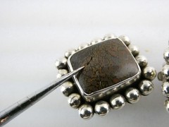 Stephen Dweck Sterling Silver Dinosaur Bone Clip on Earrings 25.3g .75 In AS IS