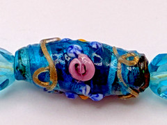Antique Murano Venetian Glass Aqua Blue Wedding Cake Crystal Bead 39″ Necklace