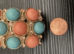 Vintage Costume Jewelry Free Size Beaded Bracelet, 1.5″ Wide