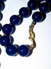 Vintage Marvella Navy Gold Bead Necklace Clasp PAT 537985 (B110)