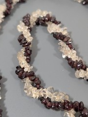 Vintage Red Garnet Clear Rock Crystal Quartz Twist Necklace 26 in