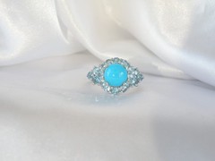 Vintage Sterling Silver 925 Sleeping Beauty Blue Topaz Ring Size 7