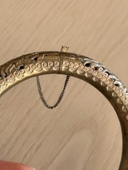 Antique Saigon Argent Dragon Silver Hinged Bangle Bracelet 1920s Art Deco