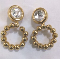 Vintage GIVENCHY Large Crystal Gold Tone Beaded Drop Earrings