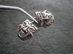 Mardi Gras Theater Masks Vintage Sterling Silver Bracelet Charm Pendant 3.1g