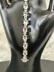 White Topaz Sterling Silver Oval Stones Prong Set Tennis Bracelet Thailand 7.4″