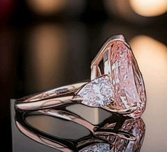 14k Rose Gold Engagement Ring 10.77ct Lab Grown Pink Diamond Pear Shape IGI