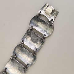 Vintage Columbian Panel Bracelet 800 Silver Tiki Peru 6.75″