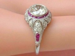 3Ct Art Deco Style Round Cut Lab Created Diamond Wedding 14K White Gold FN Ring