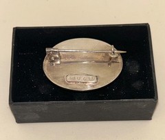 Sterling Silver Banded Botswana Agate Oval Brooch – British Hallmarked 925 – 30g