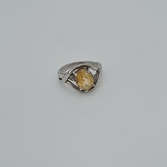 Vintage Citrine Ring Diamond Accents 925 Sterling Silver Size 5 FREE $HIPPING!!
