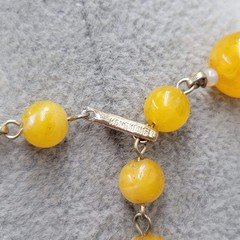 Vintage Yellow Bead Statement Bold Necklace Estate Costume Jewelry 18″ adj