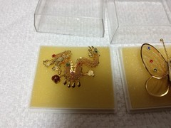 Vintage Dragon, Phoenix, Butterfly, Filigree Brooch/Pendant Set Gold Tone Asian