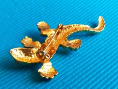 Vintage AAI Lizard/Gecko Pink Rhinestone Gold Tone Brooch/Pin. FREE SHIPPING