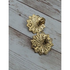 Vintage Clip On Earrings – 1.25″ Stunning Antique Gold Tone Statement Earrings