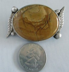 SOUTHWEST STERLING PENDANT w PICTURE JASPER, 2 INCHES, 22.5 GRAMS