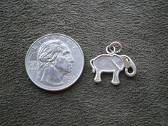 Elephant Vintage Flat Sterling Silver Enamel Bracelet Charm Pendant 2.0g