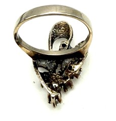 Uncas Sterling Silver Cocktail Ring Mid Century CZ Size 8 Asymmetrical Burst