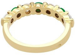 Vintage French 0.55 Ct Emerald and 0.80 Ct Diamond 18k Yellow Gold Ring 1980s