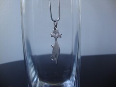 VINTAGE 1970-80s OPENWORK CAT SILHOUETTE STERLING SILVER STAMP 925 PENDANT