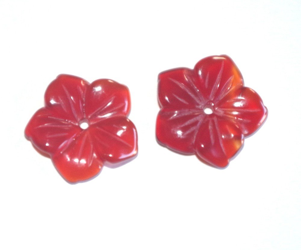 Carnelian Carved Flower 15MM Jackets For Studs Use With Any Stud Bridal Shower