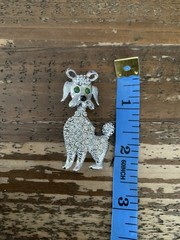 VINTAGE GREEN EYED POODLE BROOCH