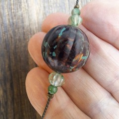 Chunky Bead Station Necklace Glass Plastic Metal Beads Boho